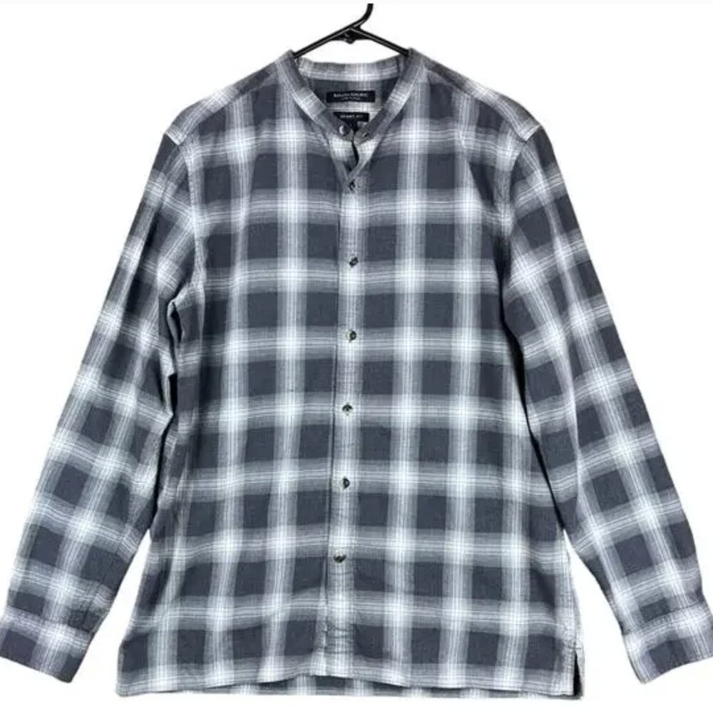 NWT Banana Republic Men's Luxe Flannel Plaid Shirt Grant Fit Button Down